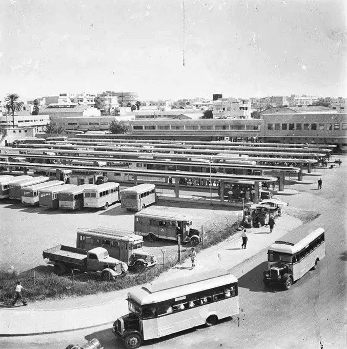 Główny dworzec autobusowy w Jaffie, Palestyna,1946