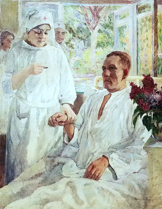 Mikołaj Bogdanow-Bielski (Rosja, 1868-1945), W szpitalu, 1910